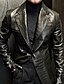 baratos Blazer e Jaqueta-Moda masculina couro pu jaqueta casual blazer plus size regular sob medida ajuste cor sólida único breasted dois botões preto 2024