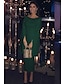 זול שמלות קוקטייל-מעטפת \ עמוד שמלות קוקטייל אלגנטית שמלה אורחת חתונה חגים באורך הקרסול שרוול ארוך עם תכשיטים אורח חתונה בסתיו ג&#039;רסי ללא גב עם מלוטש צבע טהור 2024