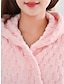 Недорогие Женские халаты-Женская флисовая пижама, банный халат, чистый цвет, плюш, повседневный, комфортный, для дома, на каждый день, для сна, фланелевая, теплая толстовка с длинными рукавами, осень-зима, белый, розовый