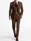 זול חליפות-חליפות אדרה טוויד לגברים 3 חלקים וינטג&#039; רטרו בגודל אחיד בצבע אחיד בהתאמה אישית עם שני כפתורים חד חזה חום בורדו בצבע ירוק נייבי כהה סתיו/חורף 2024