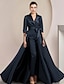 cheap Mother of the Bride Dresses-Two Piece Jumpsuit / Pantsuit Mother of the Bride Dress Formal Wedding Guest Elegant Shirt Collar Ankle Length Satin Half Sleeve with Bow(s) 2024