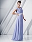 Χαμηλού Κόστους Φορέματα ειδικών περιστάσεων-Γραμμή Α Scoop Neck Μακρύ Σιφόν Φόρεμα με Πούλιες / Ζώνη / Κορδέλα με TS Couture®