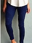 abordables Pantalones de mujer-Mujer Ajustado Delgado Algodón Plisado Alta cintura Longitud total Granate Otoño