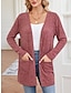 cheap Basic Women&#039;s Tops-Women&#039;s Blouse Shrugs Plain Button Pocket Casual Fashion Long Sleeve V Neck Black Spring &amp;  Fall