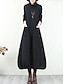 Χαμηλού Κόστους απλά φορέματα-Γυναικεία Μαύρο φόρεμα Μακρύ Φόρεμα Μάξι Φόρεμα Σουρωτά Τσέπη Καθημερινά Ημερομηνία Ενεργό Μοντέρνα Ζιβάγκο Μακρυμάνικο Μαύρο Κρασί Χακί Χρώμα