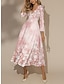 cheap Print Dresses-Women&#039;s A Line Dress Floral Print V Neck Midi Dress Daily Vacation 3/4 Length Sleeve Fall Winter