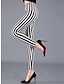 cheap Leggings-Women&#039;s Leggings Print Mid Waist Full Length Black and white stripes Fall
