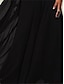 זול שמלות מסיבה-בגדי ריקוד נשים שמלה שחורה שמלת פאייטים שמלת נשף פאייטים רשת צווארון V שרוול ארוך יום הולדת חופשה שחור אביב חורף