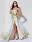 cheap Evening Dresses-A-Line Floral Dress Formal Evening Floor Length Sleeveless Sweetheart Chiffon with Criss Cross Crystals 2023