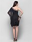 זול לאירועים מיוחדים חיסול-מעטפת \ עמוד כתפיה אחת באורך  הברך שיפון שמלה עם פרטים מקריסטל / בד בהצלבה על ידי TS Couture®