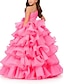 cheap Flower Girl Dresses-Princess Floor Length Flower Girl Dress Pageant &amp; Performance Girls Cute Prom Dress Chiffon with Bow(s) Tiered Plisse Fit 3-16 Years