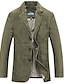 abordables Blazers pour hommes-Homme Veste Blouson blazer Travail Entreprise Chaud Vestimentaire Style formel Printemps Automne Couleur unie Artistique / rétro Normal Noir marron Kaki Vert Véronèse Veste