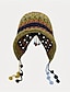 ieftine Pălării Damă-boho color block croșetat beanie clasic scobit craniu șapcă vintage caldă urechi clapetă pălărie ciucuri decor beanie pentru femei toamna &amp; iarnă