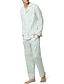 billiga Pyjamas-Herr Vardagsklädsel Sovkläder Pyjamas set Pyjamastopp och byxa 2 delar Rand Stylish Ledigt Komfort Hem Dagligen Bomullsblandning Komfort Kavajslag Långärmad Skjorta Byxa Snörning Elastisk midja