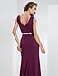cheap Special Occasion Dresses-Sheath / Column Bateau Neck Sweep / Brush Train Linen Dress with Beading / Lace / Sash / Ribbon by TS Couture®