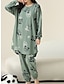 Χαμηλού Κόστους Γυναικεία Ρούχα Ύπνου-γυναικείες βαμβακερές πιτζάμες σετ γράμματα panda casual comfort σπίτι αναπνεύσιμο λαιμό πλήρωμα μακρυμάνικο πουλόβερ τσέπη παντελόνι φθινόπωρο χειμώνα λευκό κίτρινο