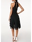 cheap Cocktail Dresses-A-Line High Waisted Cocktail Party Dress Halter Neck V Back Engagement Semi-formal Dance Sleeveless Knee Length Chiffon with Sleek Tier 2023