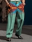 abordables pantalones de vestir estampados en 3d para hombre-Geometría Étnico Vintage Hombre Impresión 3D Pantalones Exterior Calle Usar para trabajar Poliéster Rosa Azul Verde Oscuro S M L Cintura Alta Elasticidad Pantalones
