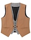 cheap Men&#039;s Vest-Men&#039;s Suit Vest Waistcoat Formal Wedding Work Business 1920s Smart Casual Cotton Polyester Solid Colored Slim Black Brown Vest