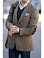 abordables chaqueta-Chaqueta tipo blazer de tweed en espiga para hombre, vintage, talla grande, corte regular a medida, botonadura simple, dos botones, verde caqui 2024