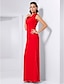 cheap Special Occasion Dresses-Sheath / Column Elegant Dress Prom Formal Evening Floor Length Sleeveless Jewel Neck Chiffon with Flower 2024