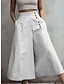 abordables pierna ancha y cintura alta-Mujer Perneras anchas Pantalones Cortos Algodón Alta cintura Hasta el Tobillo Blanco Otoño