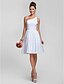 cheap Bridesmaid Dresses-A-Line / Ball Gown One Shoulder Knee Length Lace Bridesmaid Dress with Lace / Sash / Ribbon by LAN TING BRIDE®