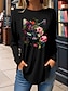 preiswerte T-Shirts für Damen-Damen T Shirt Tier Täglich Wochenende Bedruckt Schwarz Langarm Modisch Rundhalsausschnitt Frühling &amp; Herbst