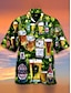 preiswerte Herrenhemden in großen Größen-Herren Hemd Hawaiihemd Sommerhemd Grafik-Drucke Bier Umlegekragen Hellgelb Schwarz Gelb Gold Grün Casual Hawaiianisch Kurzarm Bedruckt Button-Down Bekleidung Tropisch Modisch Hawaiianisch Weich