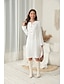 Χαμηλού Κόστους σχέδιο βαμβακερά &amp; λινά φορέματα-Γυναικεία Καθημερινό φόρεμα Φόρεμα πουκαμίσα Φόρεμα ριχτό Μίντι φόρεμα Κίτρινο Βαθυγάλαζο Λευκό Μακρυμάνικο Μονόχρωμες Κουμπί Χειμώνας Φθινόπωρο Άνοιξη Κολάρο Πουκαμίσου Βασικό