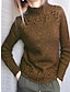 ieftine Pulovere-Pentru femei Pulover pulover Guler Pe Gât Cablu Tricotat Spandex Supradimensionat Toamnă Iarnă Regulat În aer liber Zilnic Concediu Stilat Casual Moale Manșon Lung Culoare solidă Negru Roșu Vin