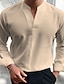 billiga fritidsskjortor för män-Herr Casual skjorta Svart Vit Vin Mörk marin Blå Långärmad Slät V-hals Gata Semester Sexig Kläder Mode Skjortor Fritid