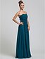 cheap Bridesmaid Dresses-Sheath / Column Strapless Floor Length Chiffon Bridesmaid Dress with Side Draping / Ruffles by LAN TING BRIDE®