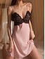 cheap Women&#039;s Nightgowns &amp; Sleepshirts-Women&#039;s Lace Slip Lingerie Dress Pajamas Nightgown Pure Color Fashion Hot Comfort Home Daily Bed Polyester Breathable Straps Sleeveless Backless Hole Chest pads Fall Winter Lotus Pink Black