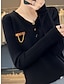 cheap Sweaters-Women&#039;s Pullover Sweater Jumper V Neck Ribbed Knit Polyester Button Fall Winter Regular Outdoor Daily Going out Stylish Casual Soft Long Sleeve Solid Color Black White Yellow S M L