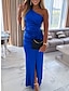 cheap Party Dresses-Women&#039;s Prom Dress Party Dress Satin Dress Ruched Split One Shoulder Sleeveless Vacation Blue Spring Winter
