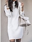 cheap Knitted Dresses-Women&#039;s Sweater Dress Turtleneck Ribbed Knit Acrylic Knitted Fall Winter Long Outdoor Daily Going out Stylish Casual Soft Long Sleeve Solid Color White Yellow Pink S M L