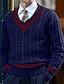 ieftine pulover pentru bărbați-Bărbați Pulover pulover Săritor Cablu Tricotat Regulat Tricotat Dunga În V Contemporan modern Crăciun Muncă Îmbrăcăminte Iarnă Alb Galben M L XL