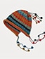 tanie Nakrycia głowy dla kobiet-boho szydełkowa czapka z blokami kolorów klasyczna czapka z wydrążoną czaszką w stylu vintage ciepła czapka z nausznikami wystrój frędzlami czapki damskie jesień &amp; zima