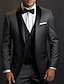 Χαμηλού Κόστους Κοστούμια σμόκιν-μαύρα ανδρικά κοστούμια χορού Σμόκιν για σάλι 3 τεμαχίων γιακά μονόχρωμο συν μέγεθος προσαρμοσμένο σε μονό στήθος με ένα κουμπί 2024