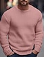 billige sweater til mænd-Herre Pullover trøje Rillet Strikke Normal Strikket Vanlig Rund hals Moderne Moderne Arbejde Dagligdagstøj Tøj Vinter Sort Lys pink S M L