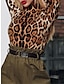 billiga grafisk jumpsuit-Dam Kroppsdräkt Hög midja Leopard Rund hals Aktiv Dagligen Helgdag Smal Långärmad Kaki S M L Höst