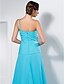 cheap Special Occasion Dresses-A-Line One Shoulder Sweep / Brush Train Chiffon / Stretch Satin Dress with Embroidery / Ruched / Flower by TS Couture®