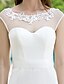 levne Svatební šaty-A-Linie Scoop Neck Dlouhá vlečka Šifón / Tyl Svatební šaty vyrobené na míru s Mašle / Korálky / Aplikace podle LAN TING BRIDE®