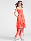 Χαμηλού Κόστους Φορέματα για Ειδικές Περιστάσεις-Βραδινή τουαλέτα χαριτωμένο στυλ Φόρεμα Κοκτέιλ Πάρτι Ασύμμετρο Αμάνικο Στράπλες Σιφόν με Πιασίματα Που καλύπτει Με διαδοχικές σούρες 2023