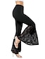 Недорогие вечерние женские брюки-Жен. расклешенные леггинсы Полиэстер Кружева Завышенная Полная длина Черный Осень