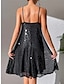 Χαμηλού Κόστους Πάρτι Φορέματα-Γυναικεία Μαύρο φόρεμα Φόρεμα με παγιέτες Φόρεμα για πάρτυ Πούλιες Σουρωτά Αμάνικο Μίνι φόρεμα Γενέθλια Διακοπές Μαύρο Χειμώνας