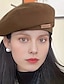 tanie Nakrycia głowy dla kobiet-1 szt. Modny, brązowy brytyjski beret z naszytym napisem dla kobiet, jesienno-zimowy kapelusz fedora malarza