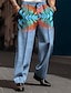 abordables pantalones de vestir estampados en 3d para hombre-Geometría Étnico Vintage Hombre Impresión 3D Pantalones Exterior Calle Usar para trabajar Poliéster Rosa Azul Verde Oscuro S M L Cintura Alta Elasticidad Pantalones