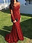 cheap Prom Dresses-Mermaid Black Dress Evening Gown Sequin Prom Dress Sparkle Formal Gown Sweep / Brush Train Long Sleeve Illusion Neck Lace with Appliques 2024